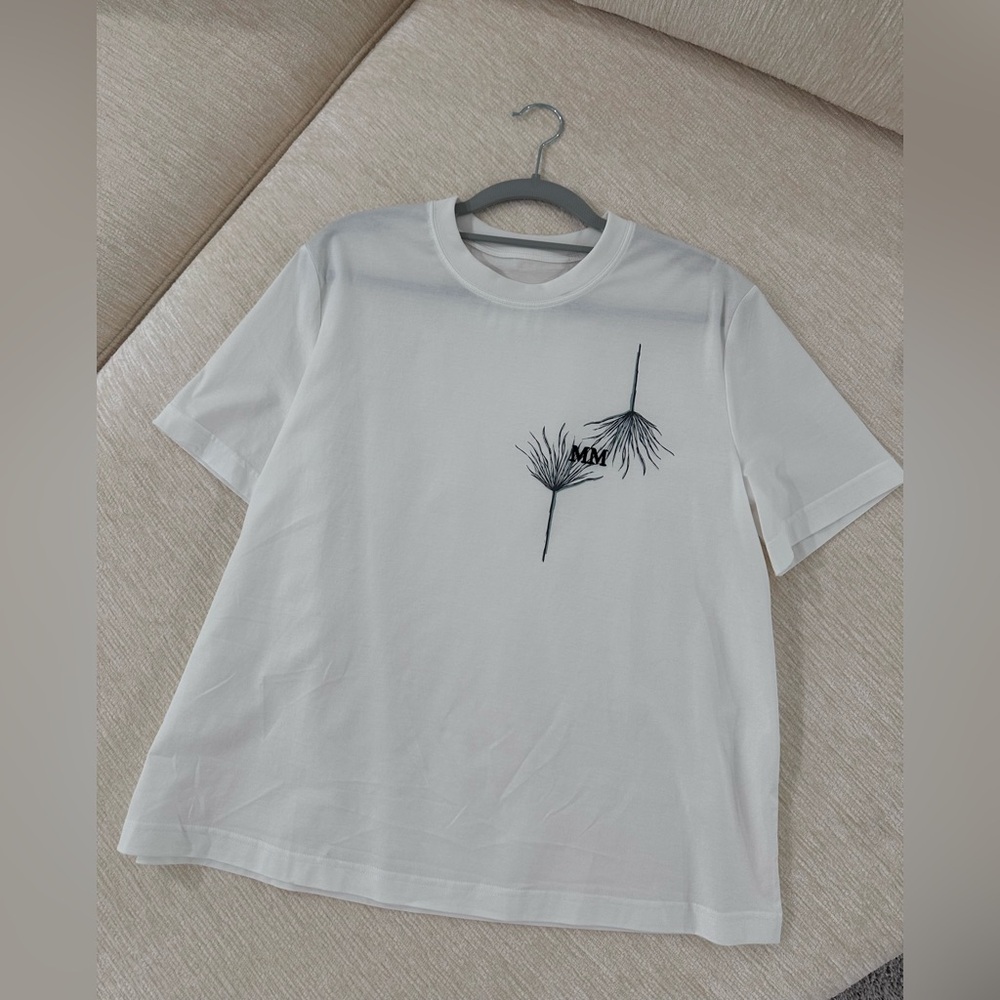 MaxMara White Graphic T-Shirt with Black Design